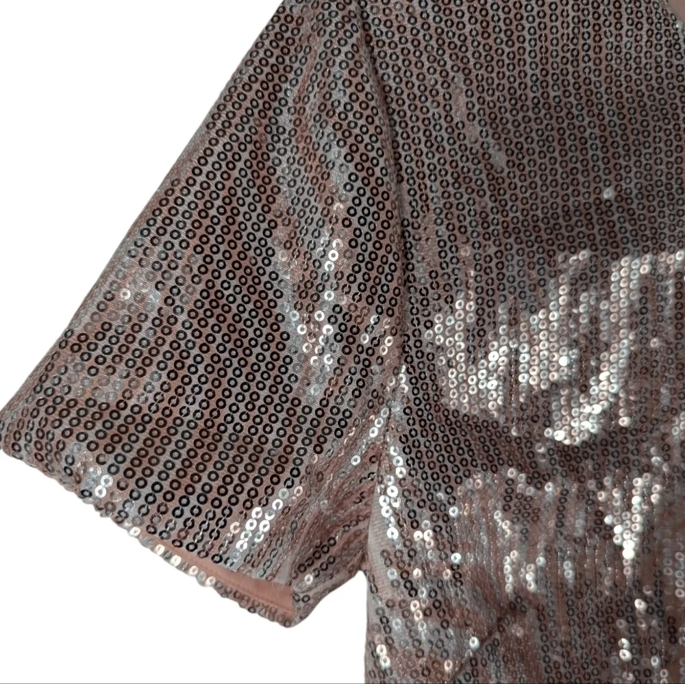 Michael Kors Pink Silver Zebra Sequin Cropped Party Top XS